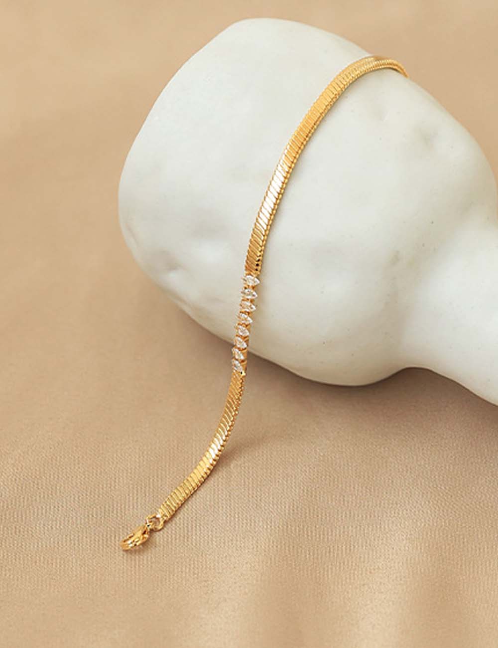 Vintage Gold Plated Zirconia Snake Chain Bracelet