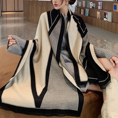 Color Block Long Warm Scarf