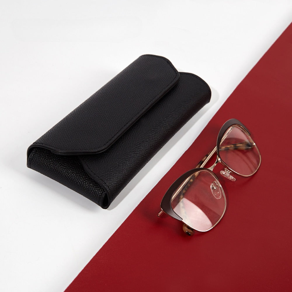 Leather Solid Color Protective Eyeglasses Case