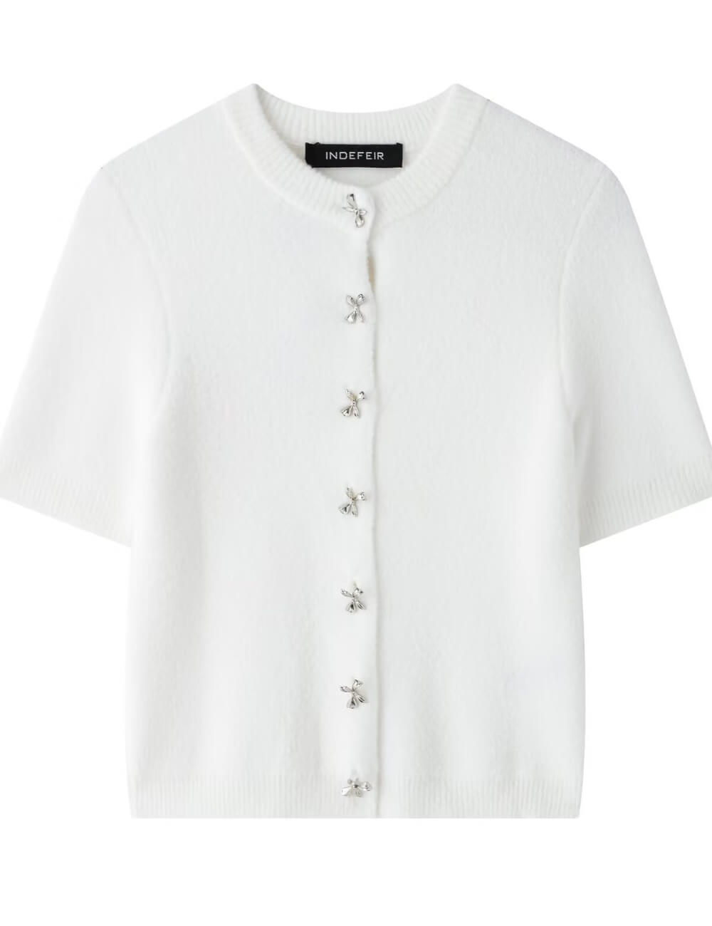 Classic Bow Button Down Knit Cardigan Top