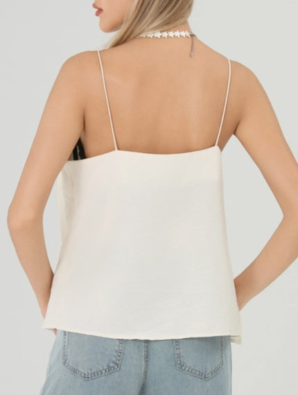 V-Neck Irregular Flounce String Cami Top