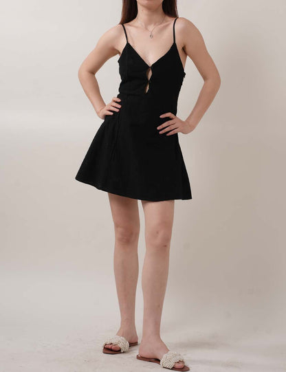 Sexy Embroidery Buttons Spaghetti Mini Dresses