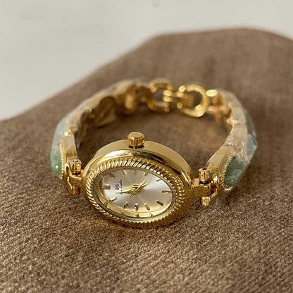 Retro Gold Tone Oval Dial Quartz Wrist Watch