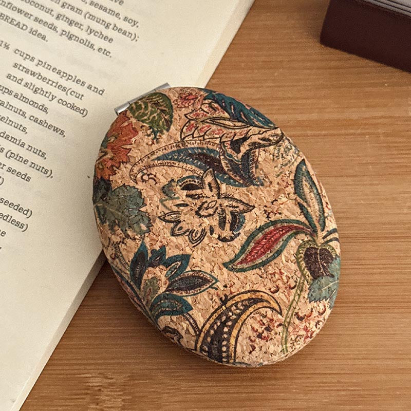 Vintage Floral Print Foldable Makeup Mirror