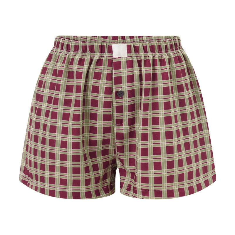 High Waist Loose Wide Leg Plaid Shorts