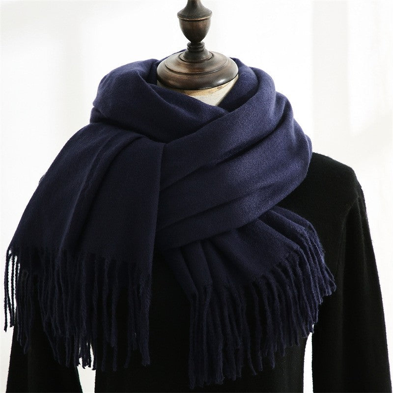 Solid Color Tasseled Imitated Cashmere Shawl Scarf