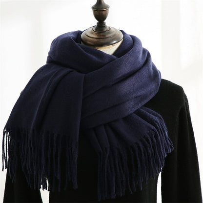 Solid Color Tasseled Imitated Cashmere Shawl Scarf