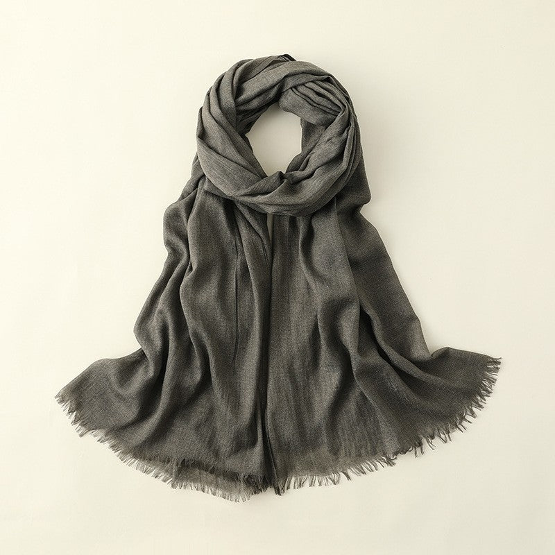 Solid Color Beach Long Cotton And Linen Scarf