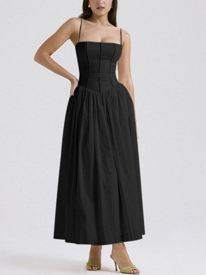 Floral Print Slim Maxi Spaghetti Dress