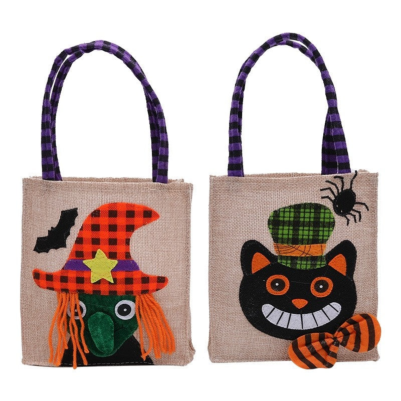 Ramie Cotton Cute Cartoon Halloween Candy Bag Handbag