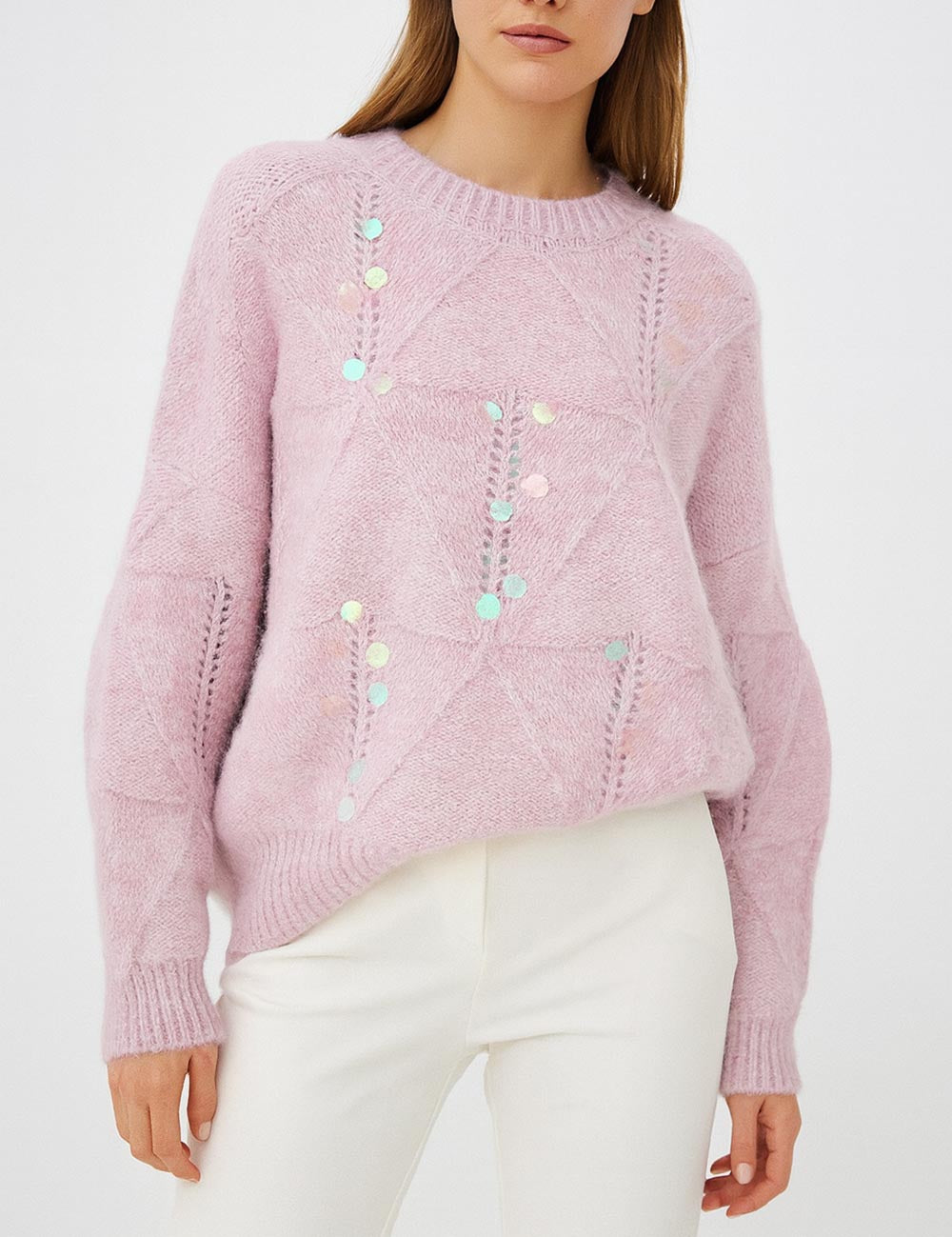 Vintage Sequin Hollow Out Knit Sweater