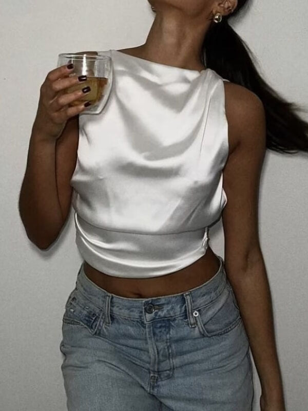 Sexy Backless Tie Back Cropped Top