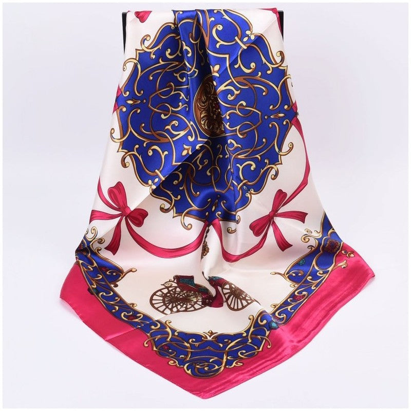 Carriage Printed Square Satin Scarf