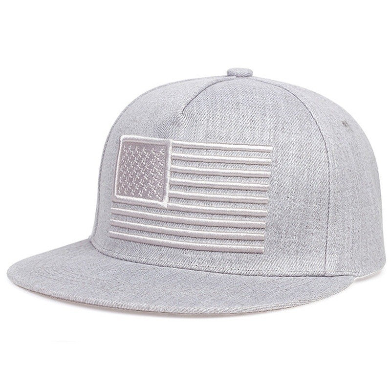 Stars And Stripes Embroidered Flat Brim Baseball Cap Unisex Sports Hat