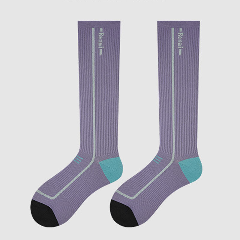 Simple Color Block Compression Calf Socks