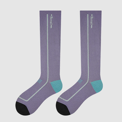 Simple Color Block Compression Calf Socks