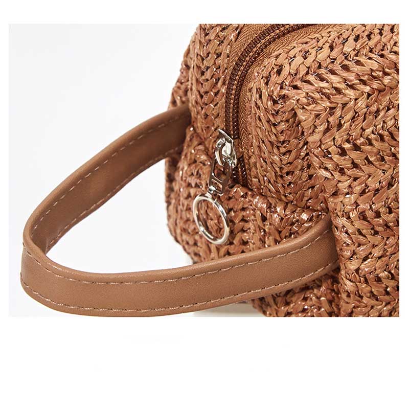 Solid Color Straw Weave Makeup Bag