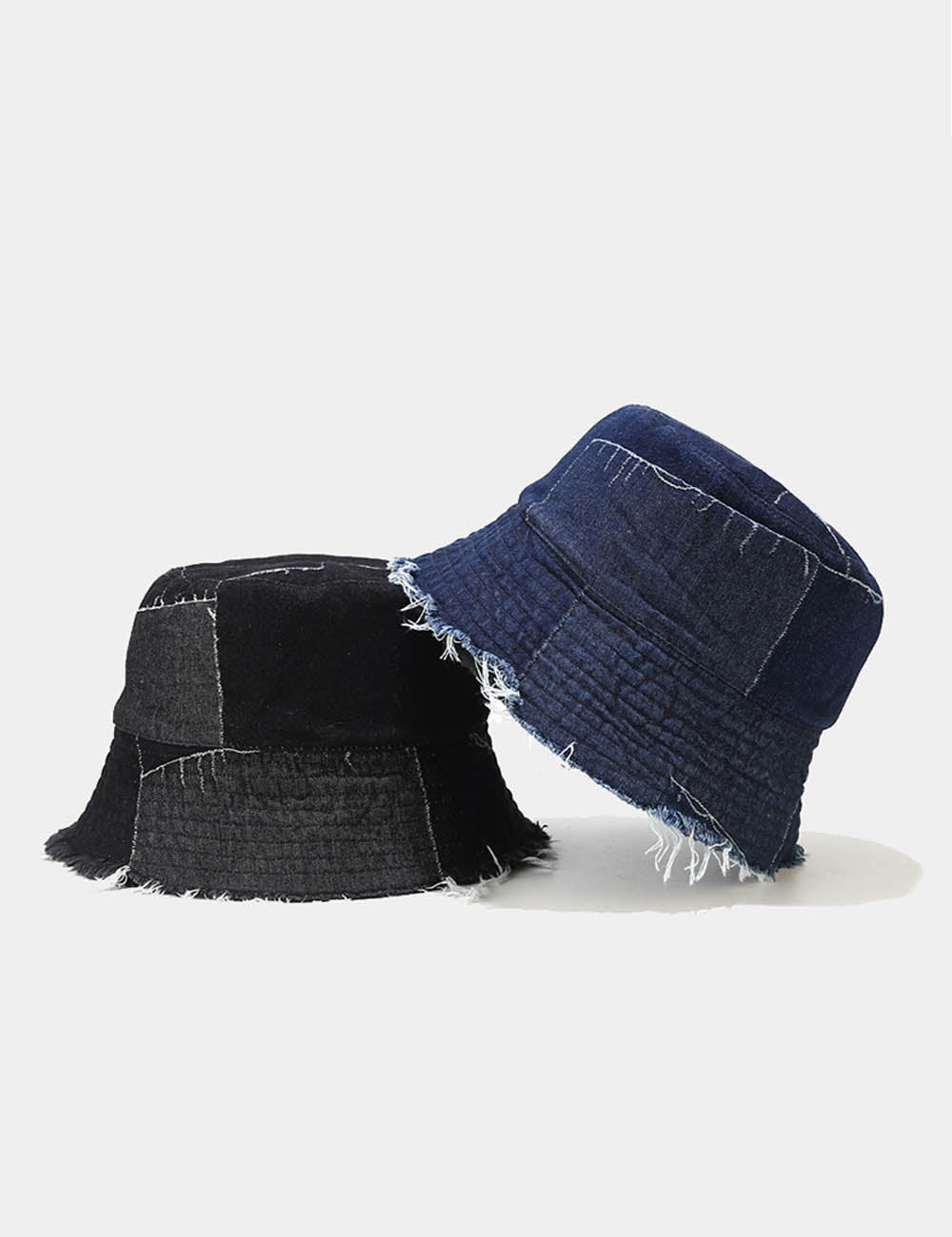 Vintage Irregular Splicing Denim Reversible Bucket Hat