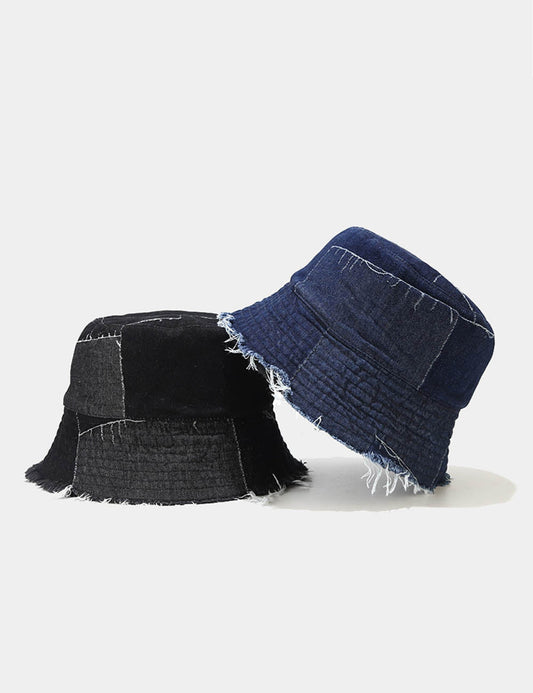 Vintage Irregular Splicing Denim Reversible Bucket Hat
