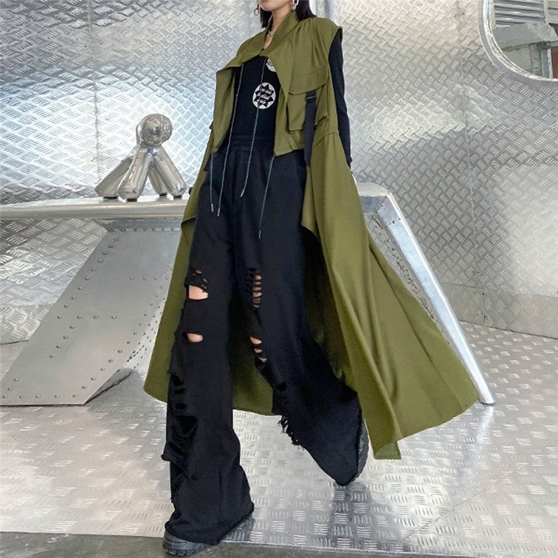 Solid Color Sleeveless Casual Loose Thin Long Vest