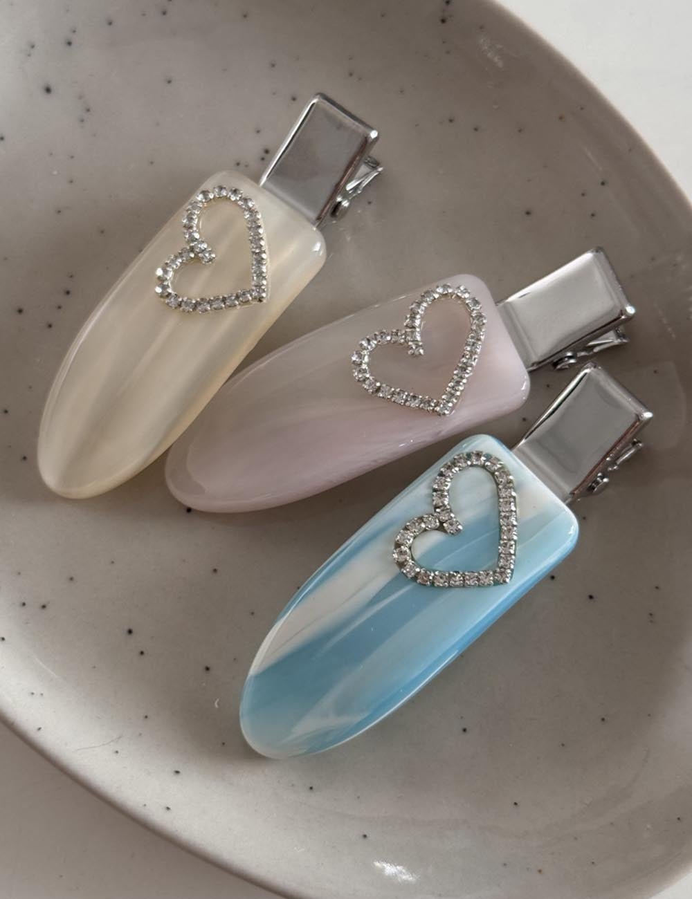 Cute Rhinestone Heart Acetate Hair Clip