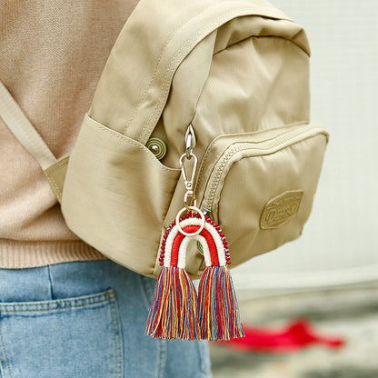 Creative Pendant Bohemian Tassel Bag Pendant Rainbow Keychain