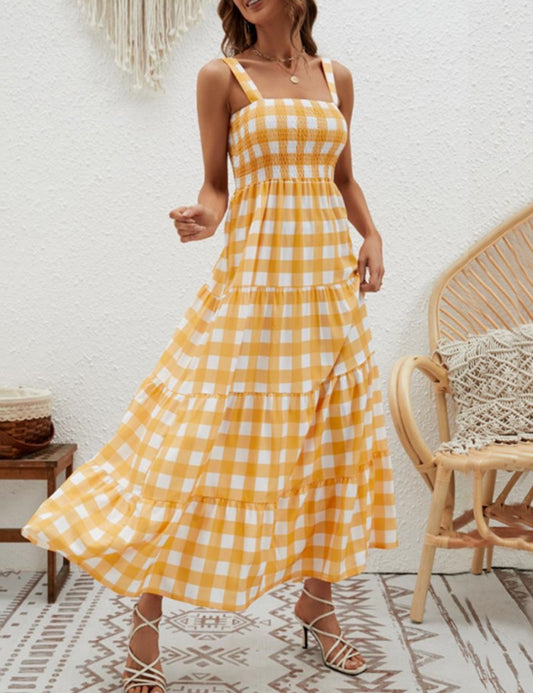 Color Block Striped Simple Spaghetti Dress