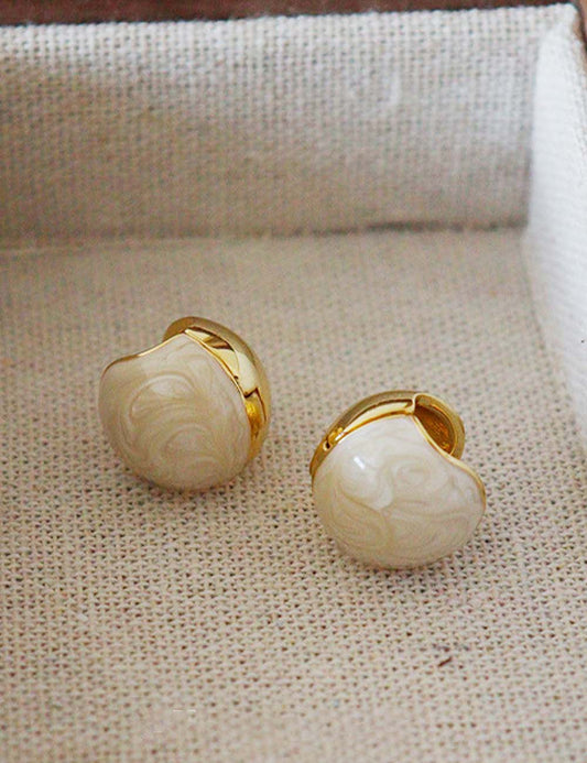 Luxury Round Drip Glaze Stud Earrings