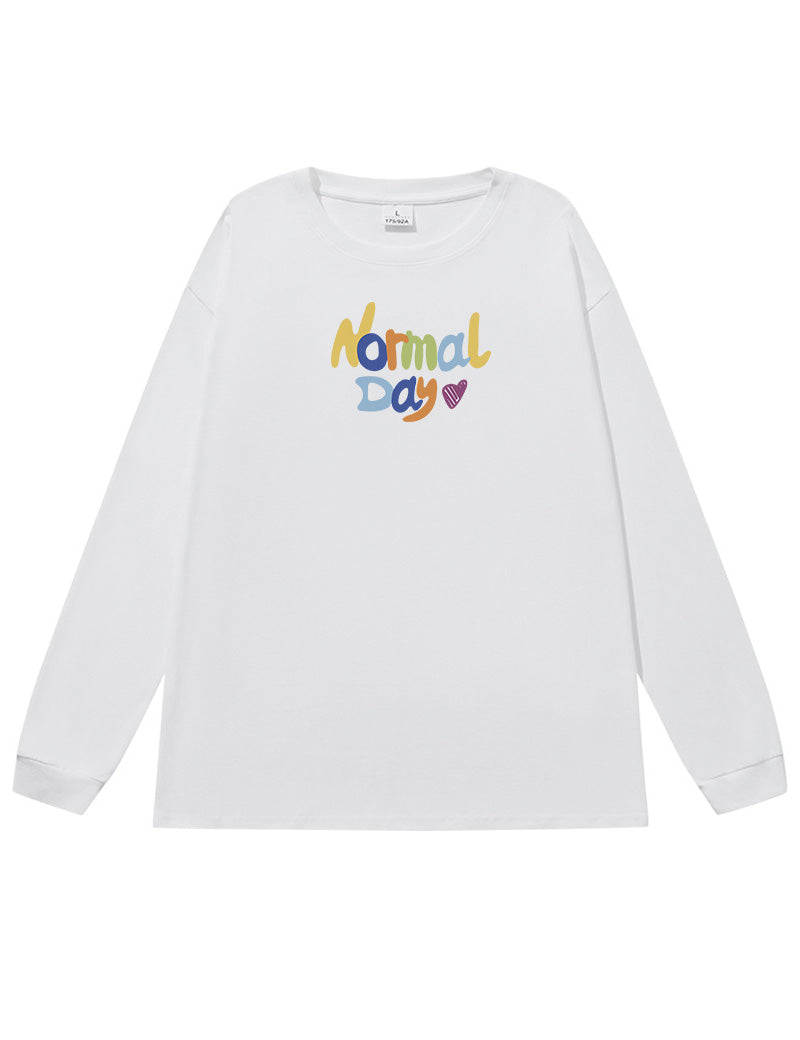 Colorful Letter Round Neck Loose T-Shirt