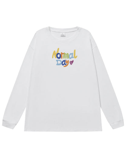 Colorful Letter Round Neck Loose T-Shirt