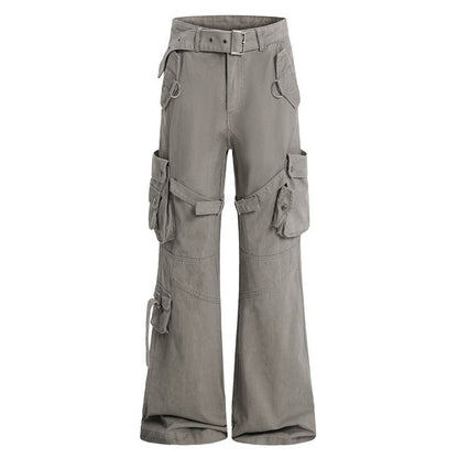 Tie-Waist Work Pants With Micro Flare