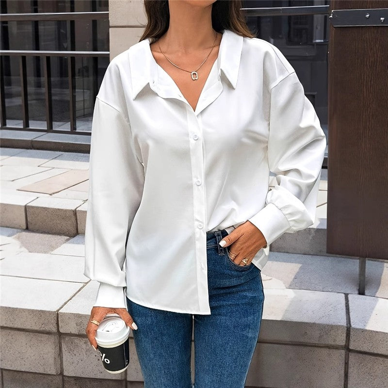 Solid Color Button Down Long Sleeve Shirt