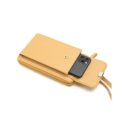 Solid Color PU Leather Multifunctional Purse Mobile Phone One Shoulder Crossbody Bag