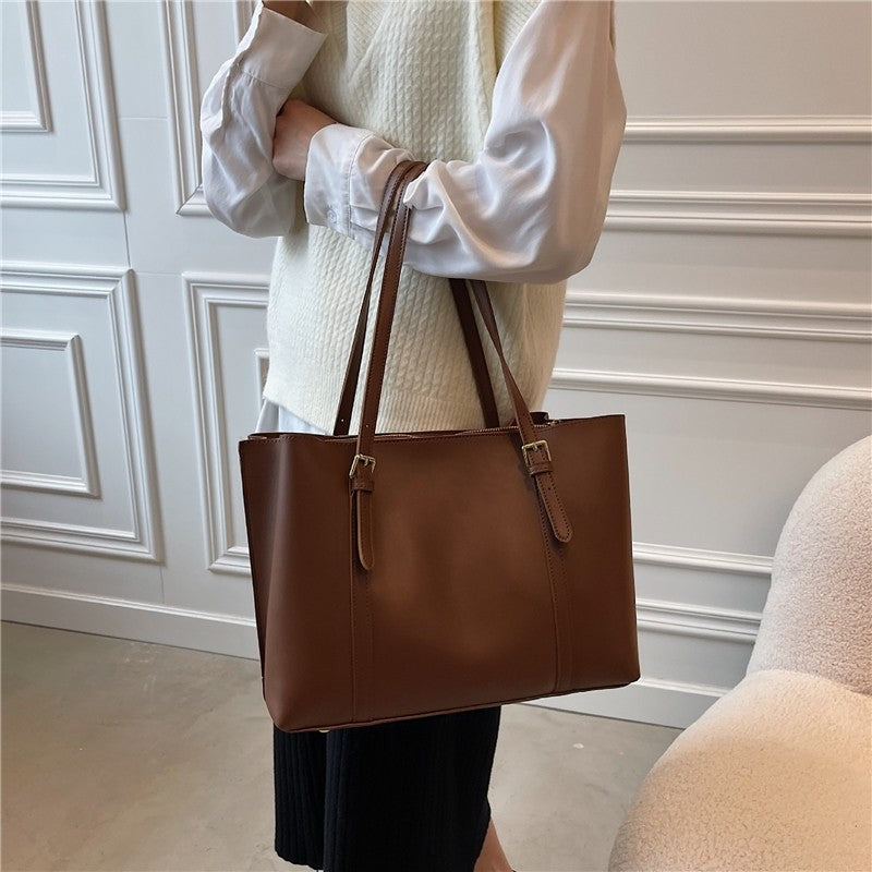 Large Capacity PU Leather Handbag Tote Shoulder Bag