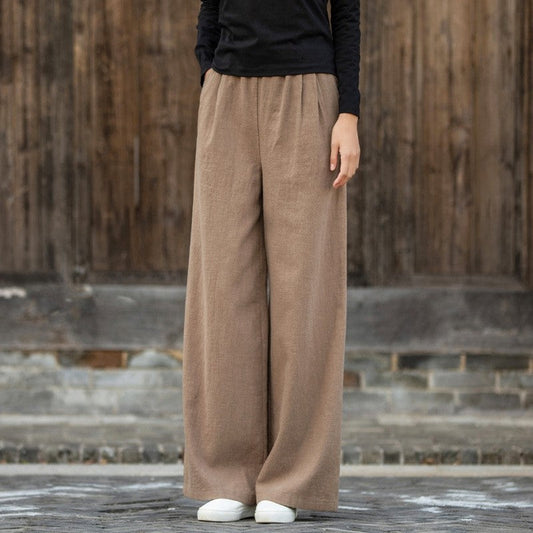 Lightweight Solid Color Casual Wide Leg Pants