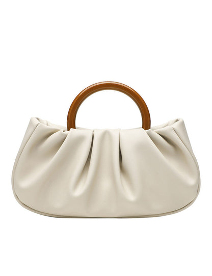 Stylish Ruched Cloud Round Handle Evening Handbag