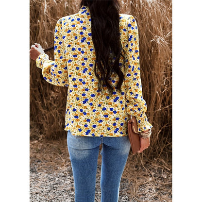 Long Sleeves Crewneck Printing Casual Blouse