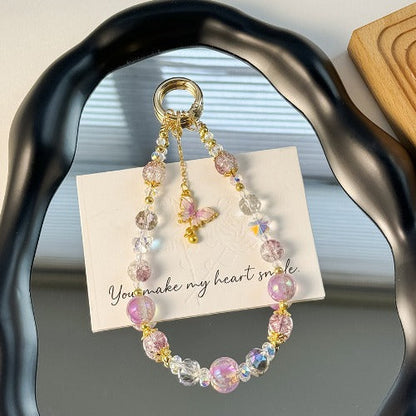 Chic Butterfly Crystal Beaded Charms Keychain