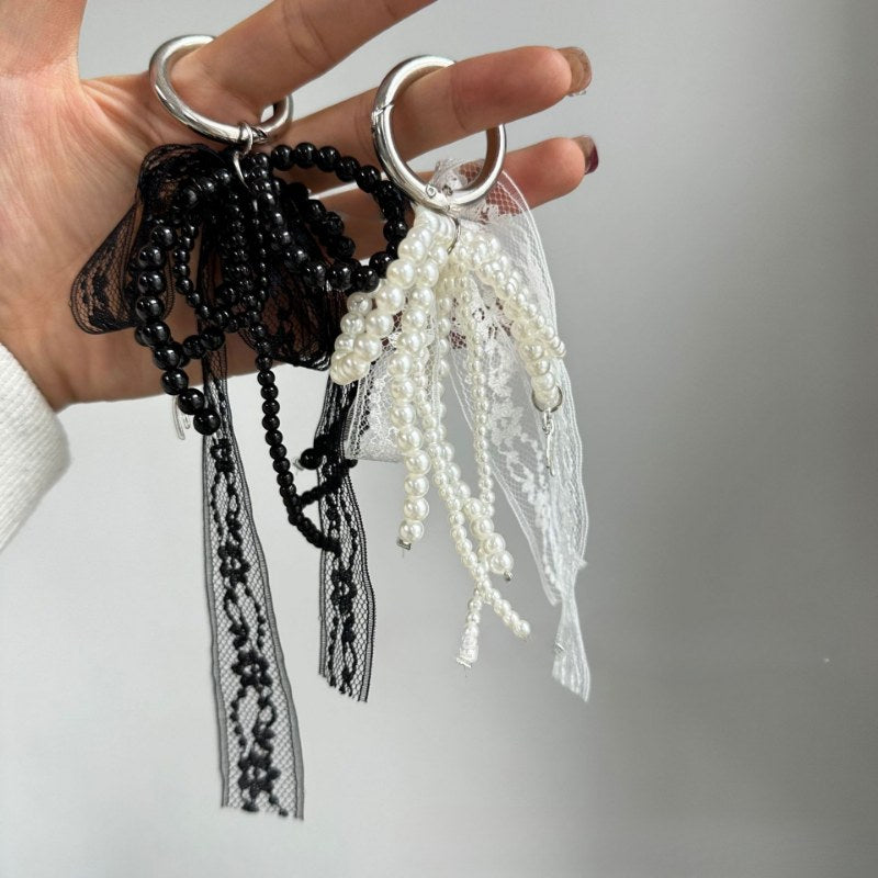 Lace Bow Pearl Keychain Bag Charms