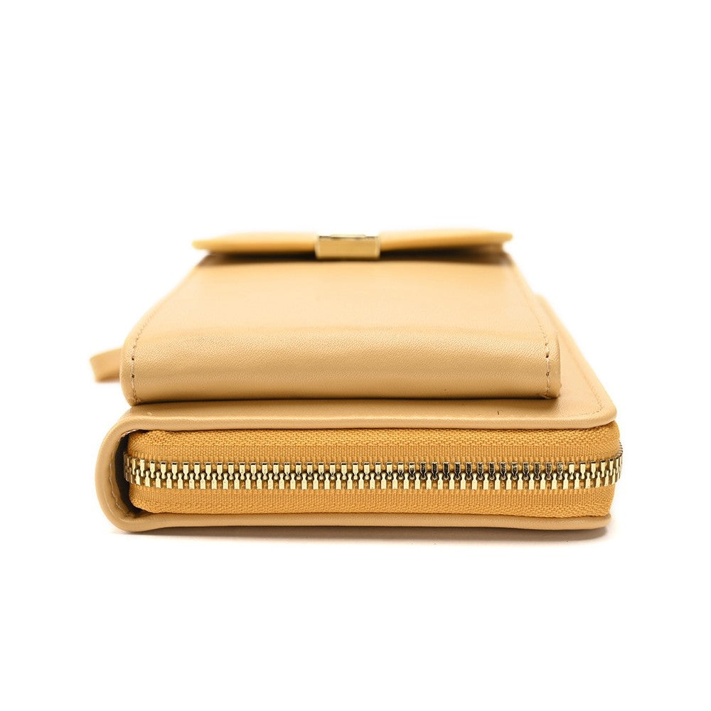 Solid Color PU Leather Multifunctional Purse Mobile Phone One Shoulder Crossbody Bag