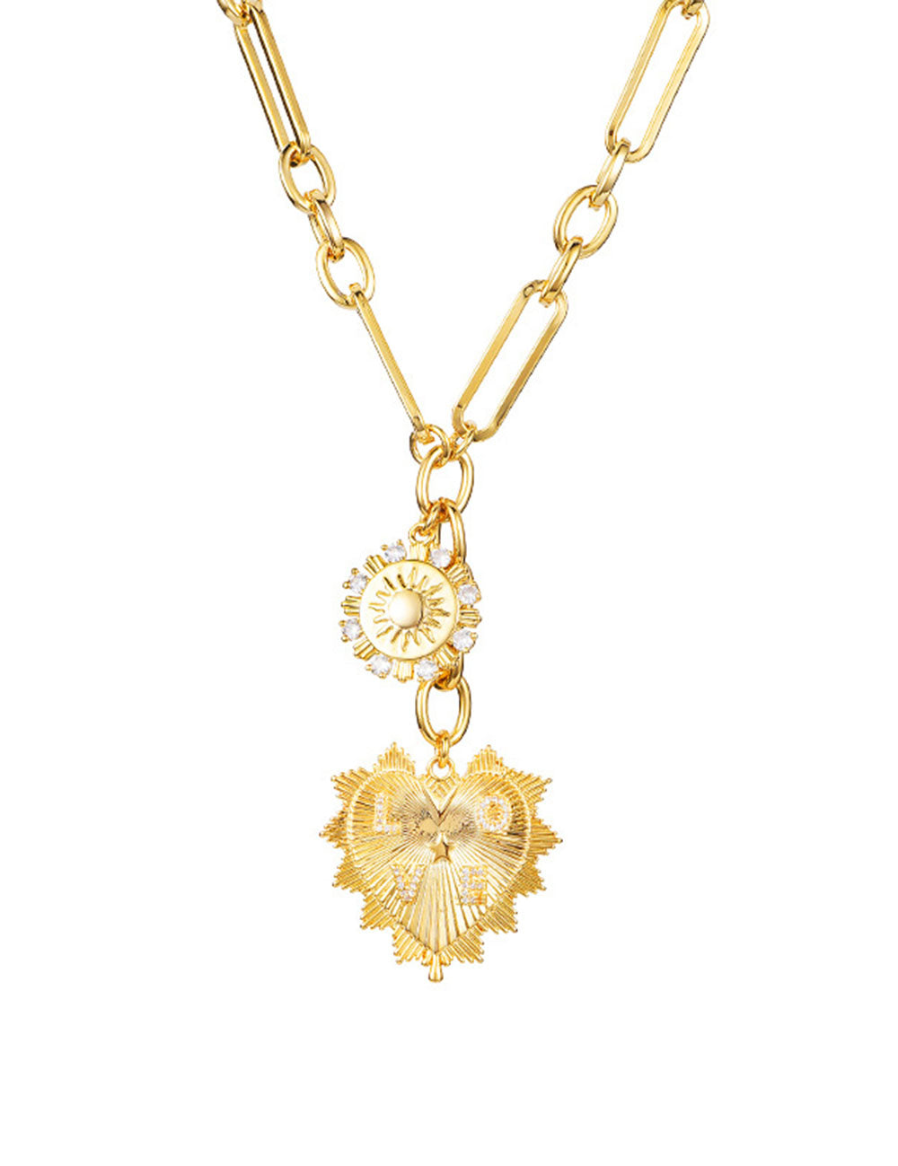Gold Plated Sun Heart Pendant Necklace