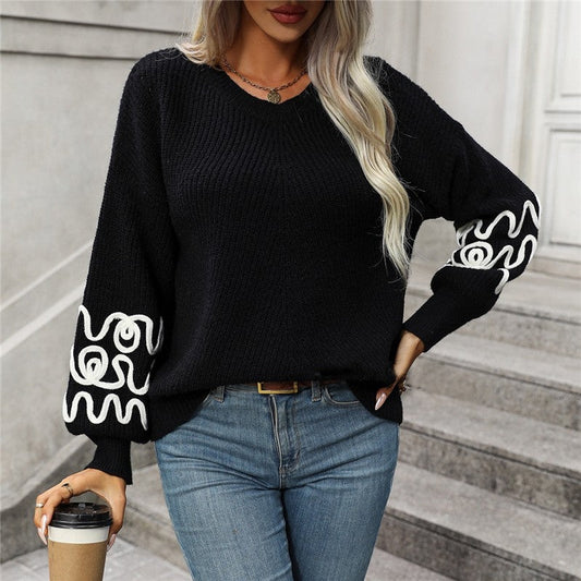 Long Sleeve Crewneck Casual Loose Pullover Knitted Sweater