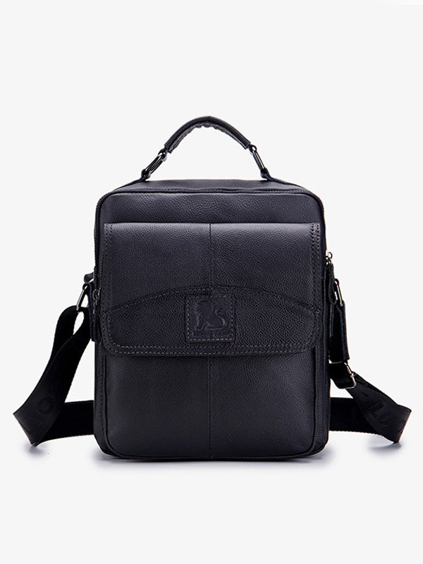 Solid Business Leather Crossbody Bag