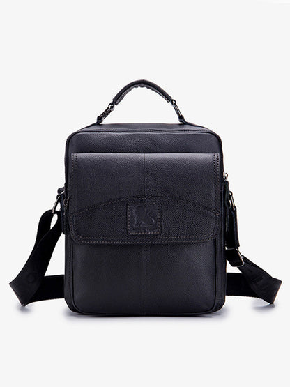 Solid Business Leather Crossbody Bag