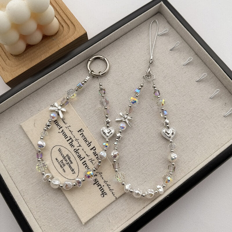 Simple Crystal Beaded Keychain Bag Charm