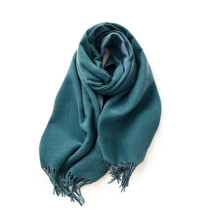 Solid Color Double-Side Imitation Cashmere Winter Warm Shawl Scarf