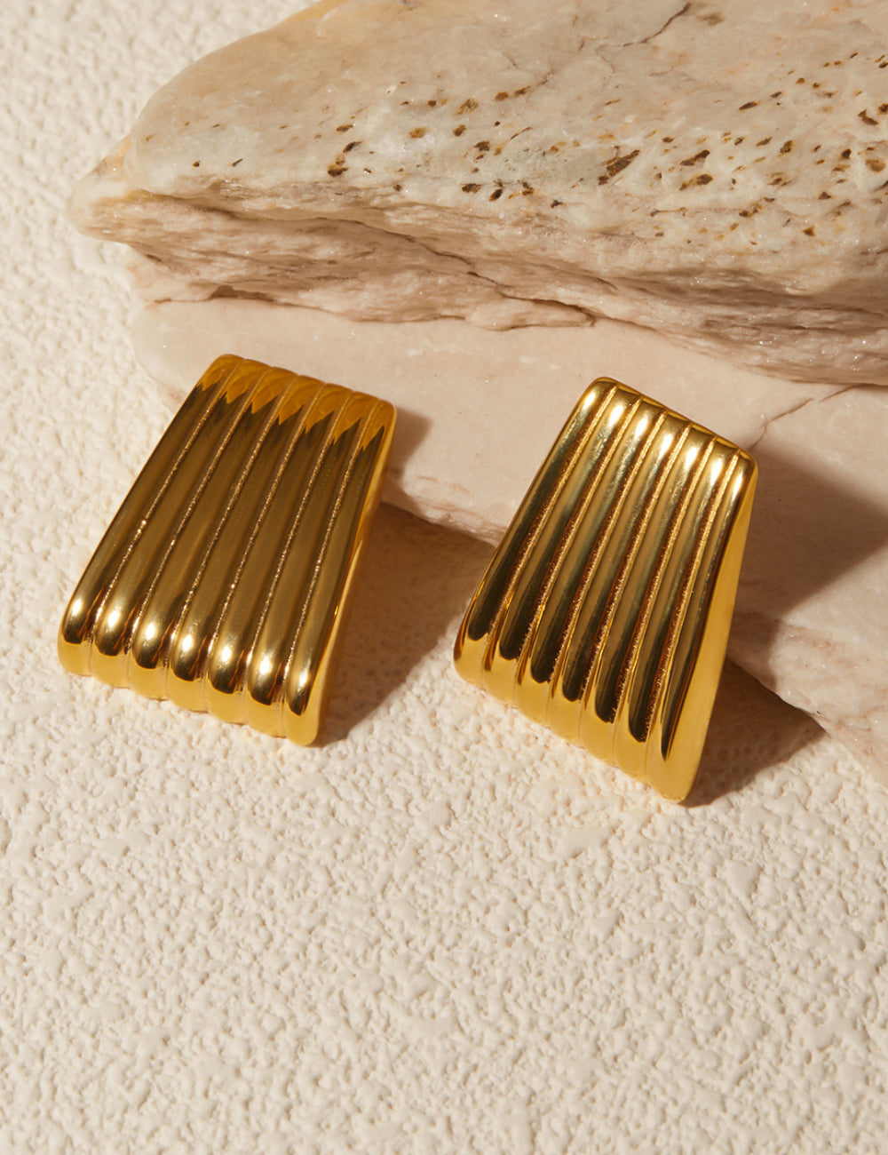 Stainless Steel Striated Ladder Hoop Earrings