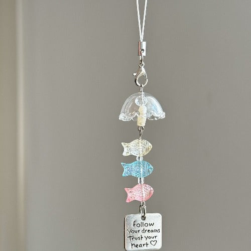 Cute Beaded Fish Wind Chime Bag Charm