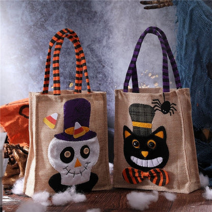 Halloween Linen Pumpkin Tote Kids Candy Bag