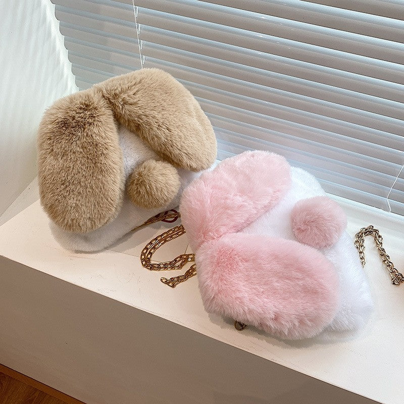 Cute Cartoon Rabbit Plush One-Shoulder Diagonal Bag